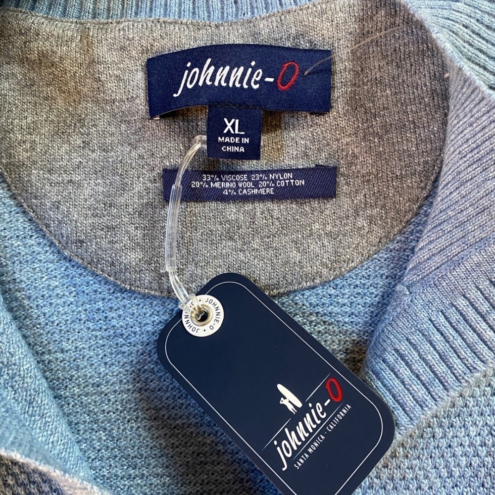 Merino Wool Cotton Cashmere Blend Johnnie-O XL Breeze 1/4 Zip Mock Neck Sweater - Picture 6 of 10